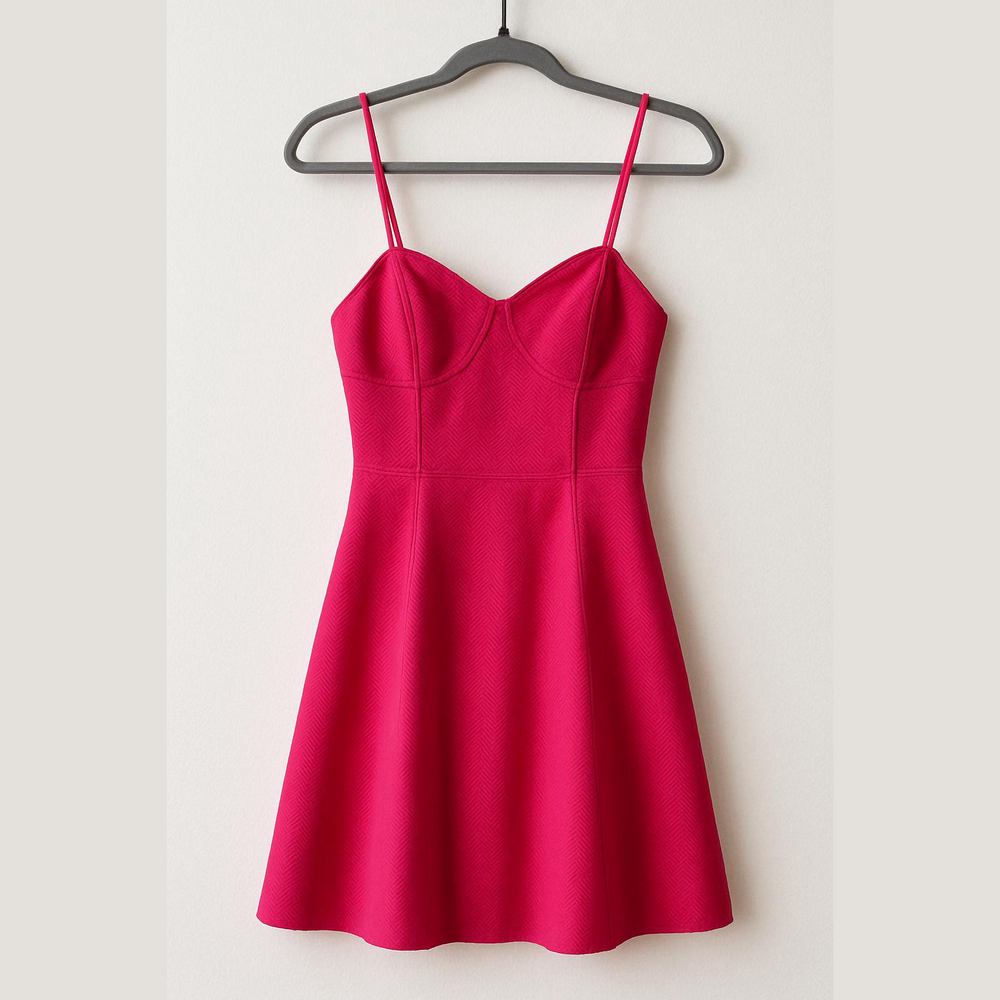 Vintage Candies NWT Magenta Pink Spaghetti adjustable Strap mini Dress size L